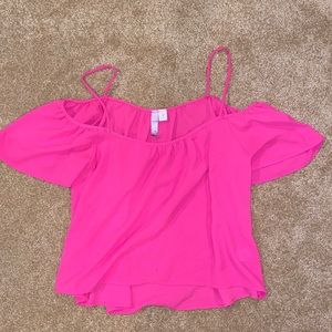 Off the Shoulder Hot Pink Flowy Top M